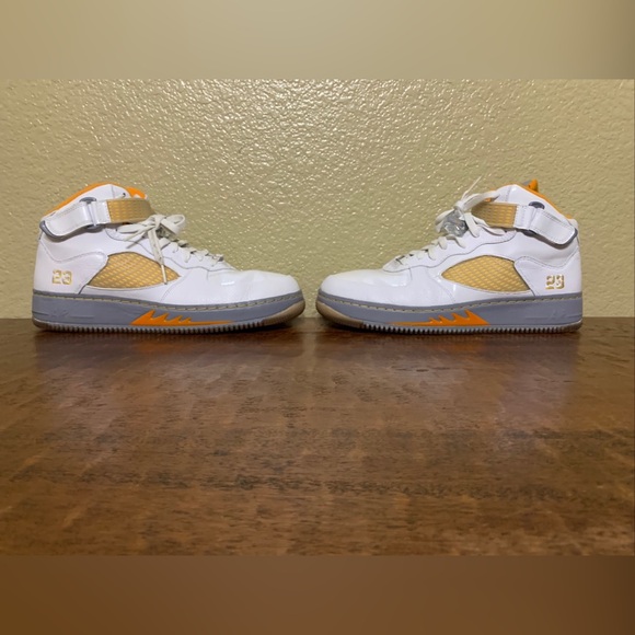 Air Jordan Retro 5/ Air Force 1 AJF5 Fusion Size 12 Orange & White Sneakers - Picture 4 of 14